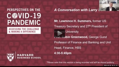 Video thumbnail of COVID-19 Pandemic conversation with Larry Summers, President of Harvard University